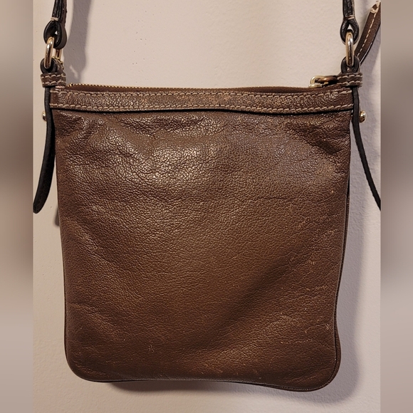 C - Dooney & Bourke dark chocolate brown leather letter carrier crossbody bag - Picture 5 of 9